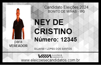 Candidato NEY DE CRISTINO 2024 - BONITO DE MINAS - Eleições