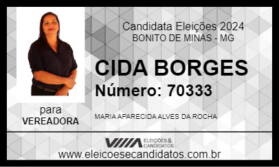 Candidato CIDA BORGES 2024 - BONITO DE MINAS - Eleições