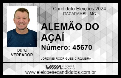 Candidato ALEMÃO DO AÇAÍ 2024 - ITACARAMBI - Eleições