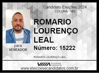 Candidato ROMARIO LOURENÇO LEAL 2024 - COLUNA - Eleições