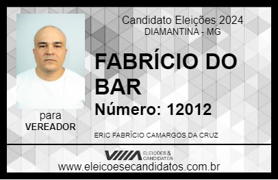 Candidato FABRÍCIO DO BAR 2024 - DIAMANTINA - Eleições