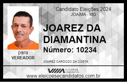 Candidato JOAREZ DA DIAMANTINA 2024 - JOAÍMA - Eleições