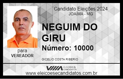 Candidato NEGUIM DO GIRU 2024 - JOAÍMA - Eleições