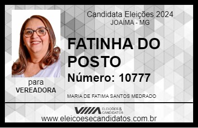 Candidato FATINHA DO POSTO 2024 - JOAÍMA - Eleições