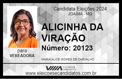 Candidato ALICINHA DA VIRAÇÃO 2024 - JOAÍMA - Eleições