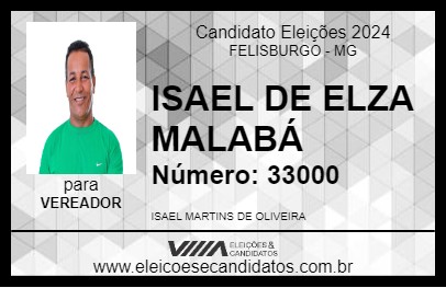 Candidato ISAEL DE ELZA MALABÁ 2024 - FELISBURGO - Eleições