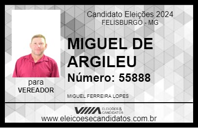 Candidato MIGUEL DE ARGILEU 2024 - FELISBURGO - Eleições