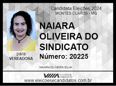 Candidato NAIARA OLIVEIRA DO SINDICATO 2024 - MONTES CLAROS - Eleições