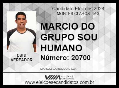 Candidato MARCIO DO GRUPO SOU HUMANO 2024 - MONTES CLAROS - Eleições