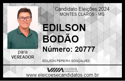 Candidato EDILSON BODÃO 2024 - MONTES CLAROS - Eleições