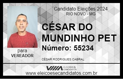 Candidato CÉSAR DO MUNDINHO PET 2024 - RIO NOVO - Eleições