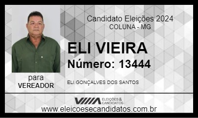 Candidato ELI VIEIRA 2024 - COLUNA - Eleições