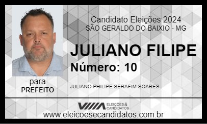 Candidato JULIANO FILIPE 2024 - SÃO GERALDO DO BAIXIO - Eleições