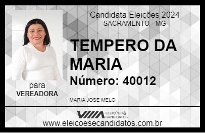 Candidato TEMPERO DA MARIA 2024 - SACRAMENTO - Eleições