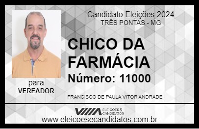 Candidato CHICO DA FARMÁCIA 2024 - TRÊS PONTAS - Eleições