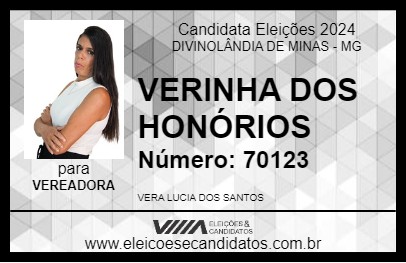 Candidato VERINHA DOS HONÓRIOS 2024 - DIVINOLÂNDIA DE MINAS - Eleições