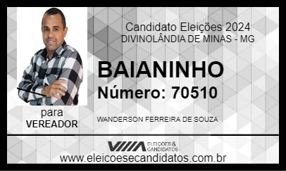 Candidato BAIANINHO 2024 - DIVINOLÂNDIA DE MINAS - Eleições