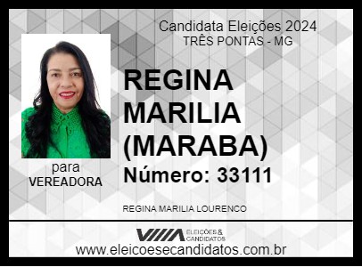 Candidato REGINA MARILIA (MARABA) 2024 - TRÊS PONTAS - Eleições