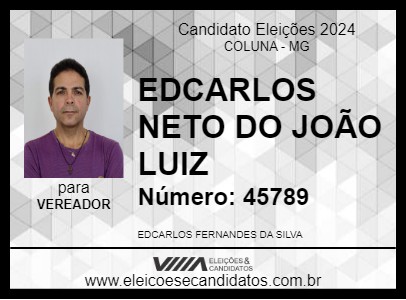 Candidato EDCARLOS NETO DO JOÃO LUIZ 2024 - COLUNA - Eleições