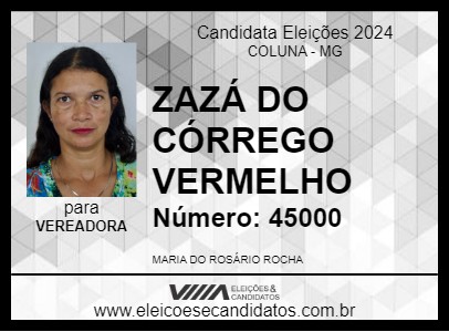 Candidato ZAZÁ DO CÓRREGO VERMELHO 2024 - COLUNA - Eleições