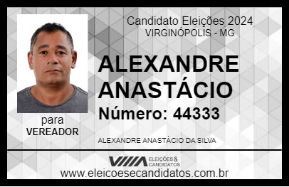 Candidato ALEXANDRE ANASTÁCIO 2024 - VIRGINÓPOLIS - Eleições