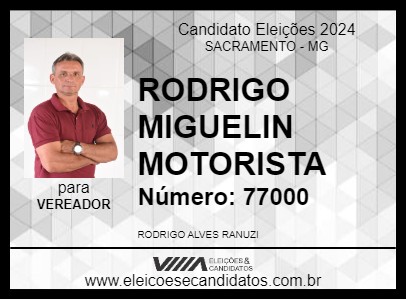 Candidato RODRIGO MIGUELIN  MOTORISTA 2024 - SACRAMENTO - Eleições