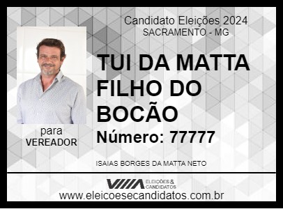 Candidato TUI DA MATTA FILHO DO BOCÃO 2024 - SACRAMENTO - Eleições