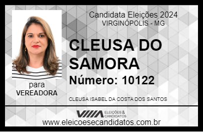 Candidato CLEUSA DO SAMORA 2024 - VIRGINÓPOLIS - Eleições