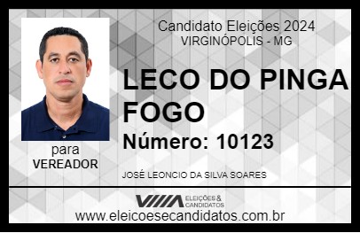 Candidato LECO DO PINGA FOGO 2024 - VIRGINÓPOLIS - Eleições