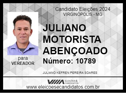 Candidato JULIANO MOTORISTA ABENÇOADO 2024 - VIRGINÓPOLIS - Eleições