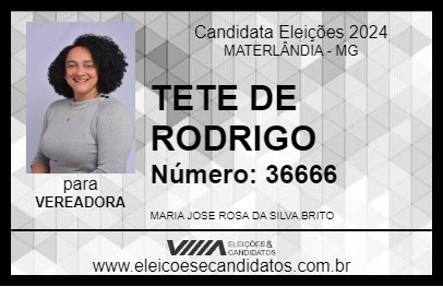 Candidato TETE DE RODRIGO 2024 - MATERLÂNDIA - Eleições