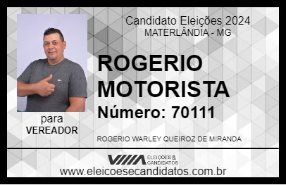 Candidato ROGERIO MOTORISTA 2024 - MATERLÂNDIA - Eleições