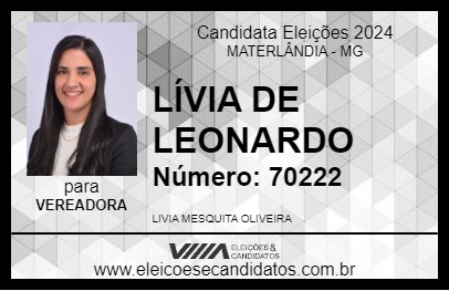 Candidato LÍVIA DE LEONARDO 2024 - MATERLÂNDIA - Eleições