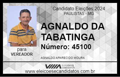 Candidato AGNALDO DA TABATINGA 2024 - PAULISTAS - Eleições