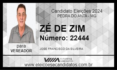 Candidato ZÉ DE ZIM 2024 - PEDRA DO ANTA - Eleições