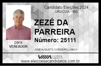 Candidato ZEZÉ DA PARREIRA 2024 - URUCUIA - Eleições