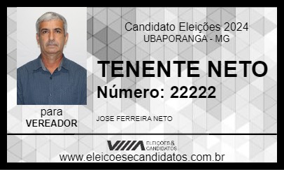 Candidato TENENTE NETO 2024 - UBAPORANGA - Eleições