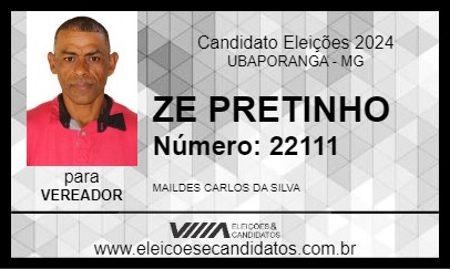 Candidato ZE PRETINHO 2024 - UBAPORANGA - Eleições