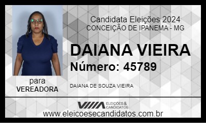 Candidato DAIANA VIEIRA 2024 - CONCEIÇÃO DE IPANEMA - Eleições