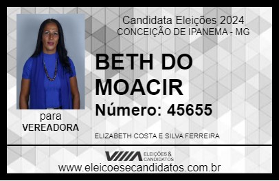 Candidato BETH DO MOACIR 2024 - CONCEIÇÃO DE IPANEMA - Eleições