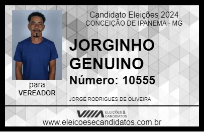 Candidato JORGINHO GENUINO 2024 - CONCEIÇÃO DE IPANEMA - Eleições