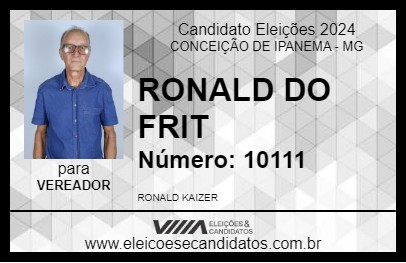 Candidato RONALD DO FRIT 2024 - CONCEIÇÃO DE IPANEMA - Eleições