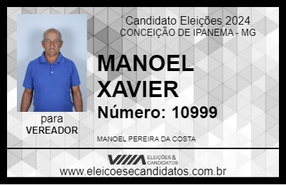 Candidato MANOEL XAVIER 2024 - CONCEIÇÃO DE IPANEMA - Eleições