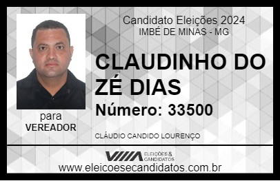 Candidato CLAUDINHO DO ZÉ DIAS 2024 - IMBÉ DE MINAS - Eleições