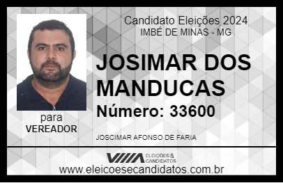 Candidato JOSIMAR DOS MANDUCAS 2024 - IMBÉ DE MINAS - Eleições