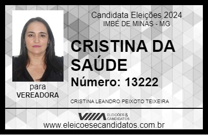 Candidato CRISTINA DA SAÚDE 2024 - IMBÉ DE MINAS - Eleições