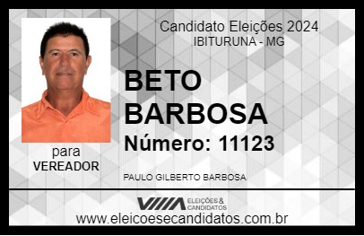 Candidato BETO BARBOSA 2024 - IBITURUNA - Eleições