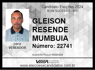 Candidato GLEISON RESENDE MUMBUIA 2024 - BOM SUCESSO - Eleições