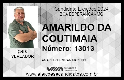 Candidato AMARILDO DA COUTIMAIA 2024 - BOA ESPERANÇA - Eleições