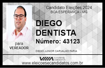 Candidato DIEGO DENTISTA 2024 - BOA ESPERANÇA - Eleições